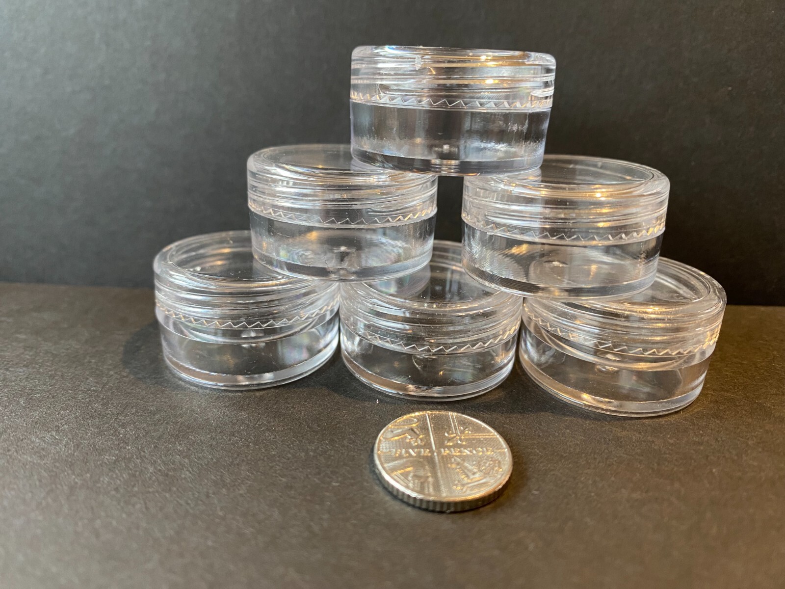 22 Sample Pots Containers Empty Clear Plastic Jar Round Cosmetic Glitter 5ml