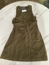 Banana Republic Olive Green Perforated Waist Tie Dress Size 6 New w/ Tags