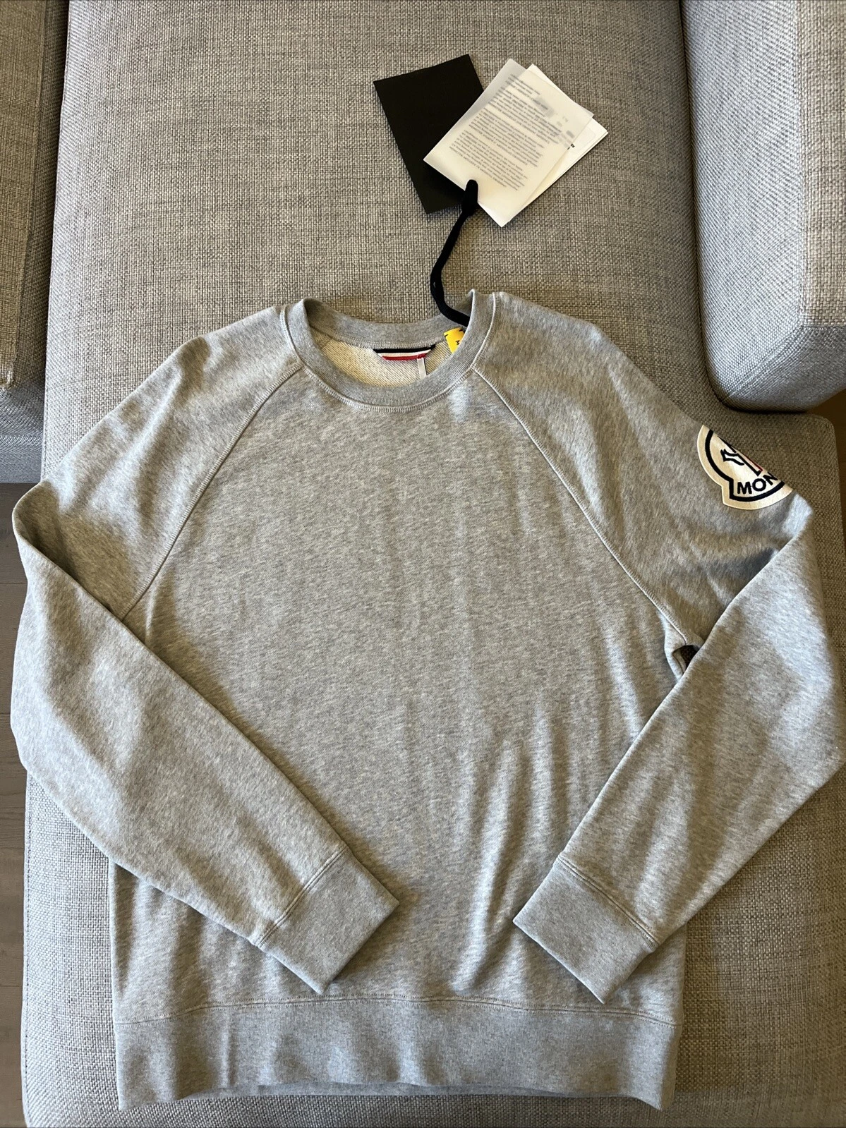 Moncler — Moncler 1952 Unisex Round Neck Jumper Cotton Sweatshirt Grey Logo Size L XL 2XL