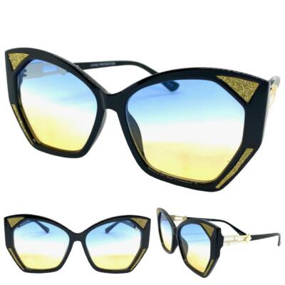 Übergröße Klassisch Elegant Moderne Retro Cat Eye Style Sonnenbrille Groß Black