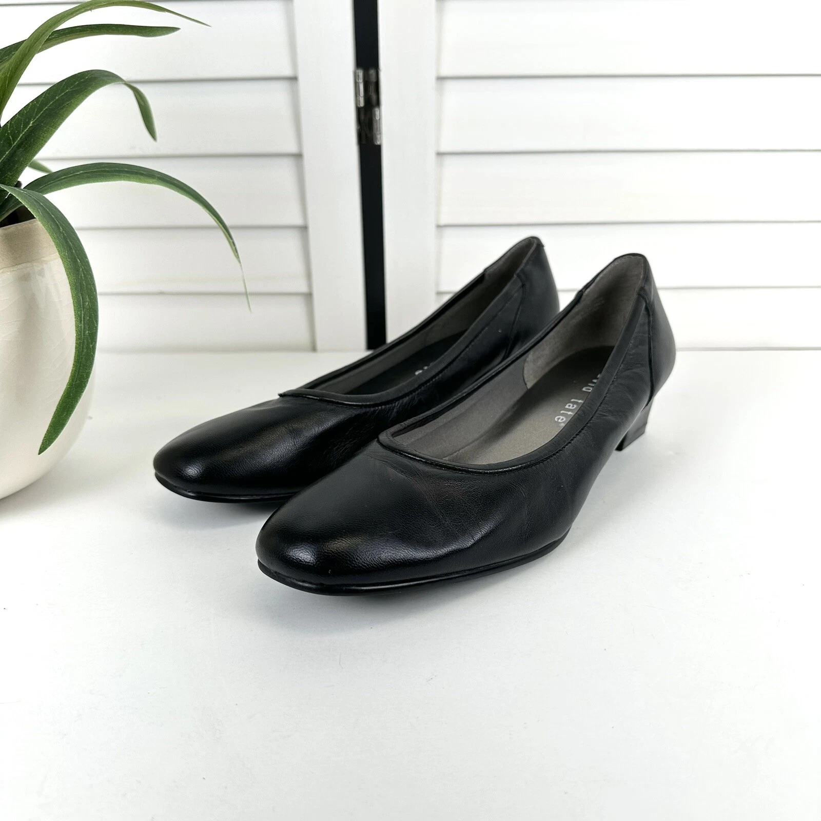 Escarpins en cuir suprême noir David Tate à talon compensé chaussures à enfiler pour femme taille 7,5 M