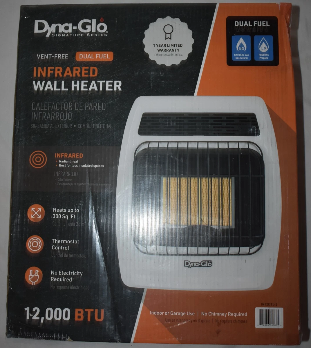 Dyna-Glo Signature Series Infrared Dual Fuel Vent Free Wall Heater 12,000  BTU | eBay