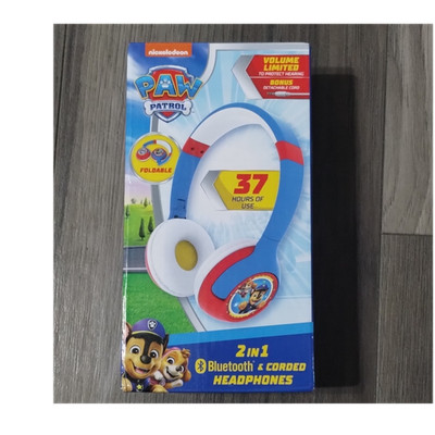 eKids Paw Patrol Kids 2-in-1 Bluetooth/3.5mm Foldable On-Ear Headphones Mic