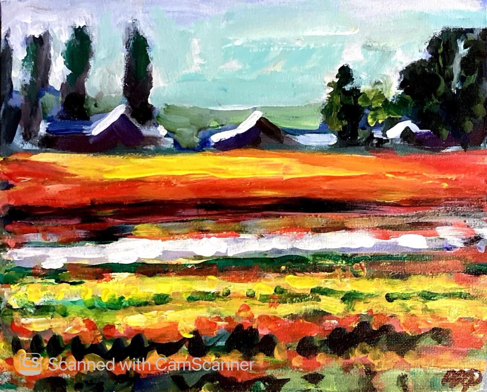 PDQ Original 8x10 Expressionist Colorful Tulip Fields Painting Signed ...