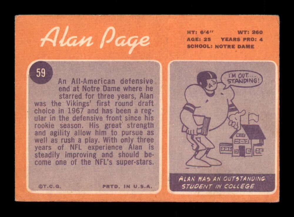 1970 Topps #59 Alan Page RC VG X3371407 | eBay