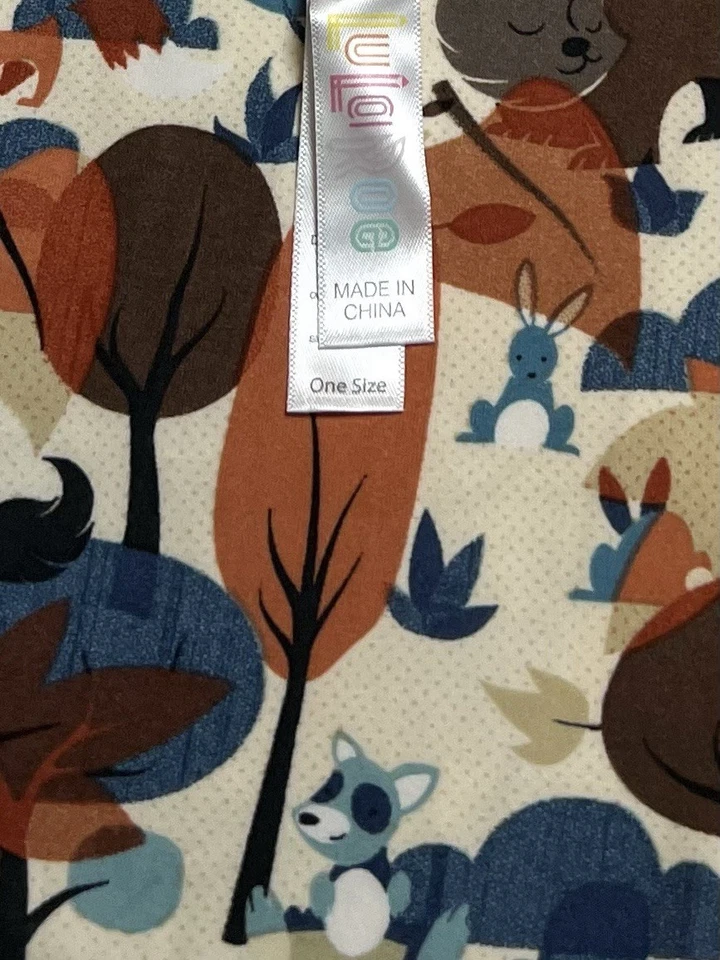 LuLaRoe Leggings OS One Size FALL Autumn BLACK Bunny Bear Squirrel FOX Animal - Image 4 of 4