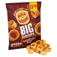 Box of 20 Hula Hoops Big Hoops BBQ Beef Crisps 70g Multipack