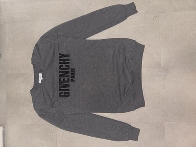 Givenchy Paris Herren Sweatshirt Pullover Grau Logo Print Gr. S Baumwolle
