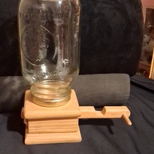 Wooden Base Candy Vending Machine Dispenser w/ Lever and Glass Jar