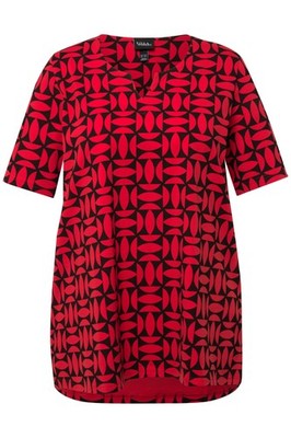 Ulla Popken große Größen Shirt 46+ neon rot T Shirt grafischer Druck Halbarm