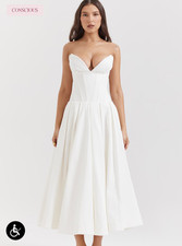 HOUSE OF CB 'Lady' White Strapless Midi Dress /Size L(P)-US 8-10