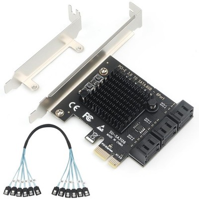PCIe to 6-Port SATA 3.0 Expansion Card for 4K Video Editing Storage, ASM1166...