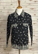 The Quacker Factory black/white cotton beaded bandana button-up shacket Size S