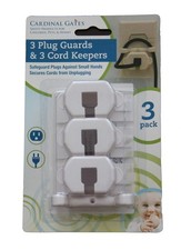 3 Piece Plug Guard and Cord Keeper, White