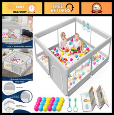 Waterproof Baby Playpen with Mat, 50x50 Inch Toddler Play Yard Safety Gate Indoo
