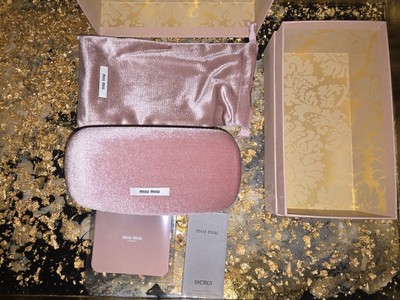 Authentic Miu Miu signature designer eyeglasses sunglasses case Brand New Miu Miu Authentic Pink Velvet Hard Sunglasses  main image 2