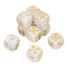 10Pcs 6 Sided Colored Standard Dice, Acrylic D6 Pearl Pattern Dice, Gold Point