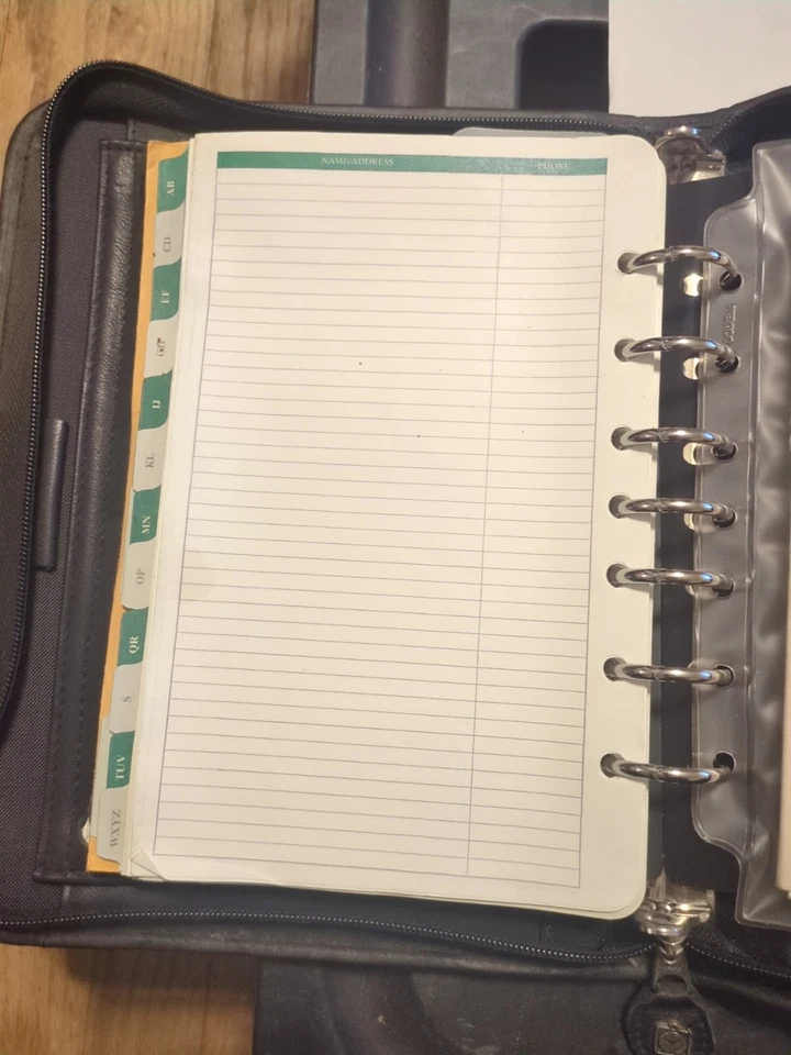 Cartera organizadora de carpetas organizadora con cremallera de cuero negro vintage años 90 Foto 4 de 4