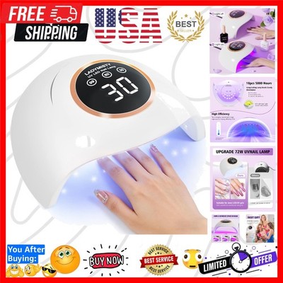 72W UV LED Nail Lamp, 2026 New Upgrade UV Light for Gel Nails with 18 Beads, ...