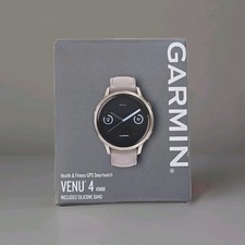 NEW Garmin Venu 4 AMOLED GPS Lunar Gold w/ Light Sand Leather  Silicone Band HM