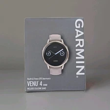 NEW Garmin Venu 4 AMOLED GPS Lunar Gold w/ Light Sand Leather + Silicone Band HM
