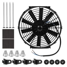 10IN 80W Universal 12V Electric Radiator Slim Cooling Fan Push Pull Kit Black