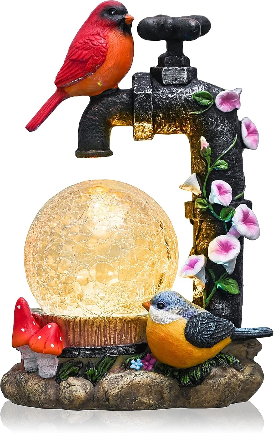 Solar-Powered Red Cardinal Garden Statue for Outdoor Decor