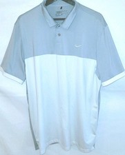 Nike Golf Standard Fit Dri Fit Mens Large Short Sleeve Polo Shirt Grey White