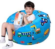 Lukeight Construction Stuffed Animal Storage Bean Bag Chair Cover - Premium Velv