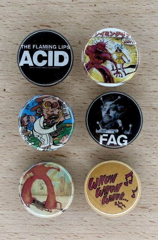 Flaming Lips - Lot of 6 Pins: Acid, F*g, Yoshimi Battles the Pink Robots Designs