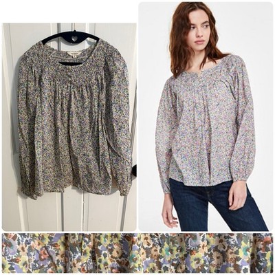 Lucky Brand 100% Cotton Boho Peasant Floral Top