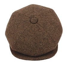 Men's Classic 8 Panel Wool Blend Newsboy Snap Brim Collection Hat Medium Brown