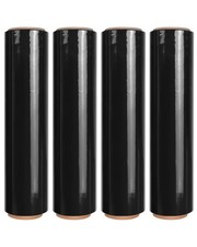 18" Black Stretch Wrap Roll, Heavy Duty 18 Inch 1500ft Shrink Wrap Roll, 80 G...