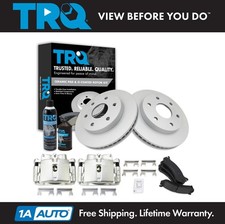TRQ Front Ceramic Brake Pad Coated Rotor & Caliper Kit w/Chemicals for GM Truck
