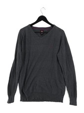 Element Men's Jumper L Grey 100 Cotton V-Neck Pullover