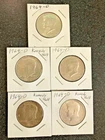 Lot of 5 1964-D Kennedy Half Dollars - 90% Silver