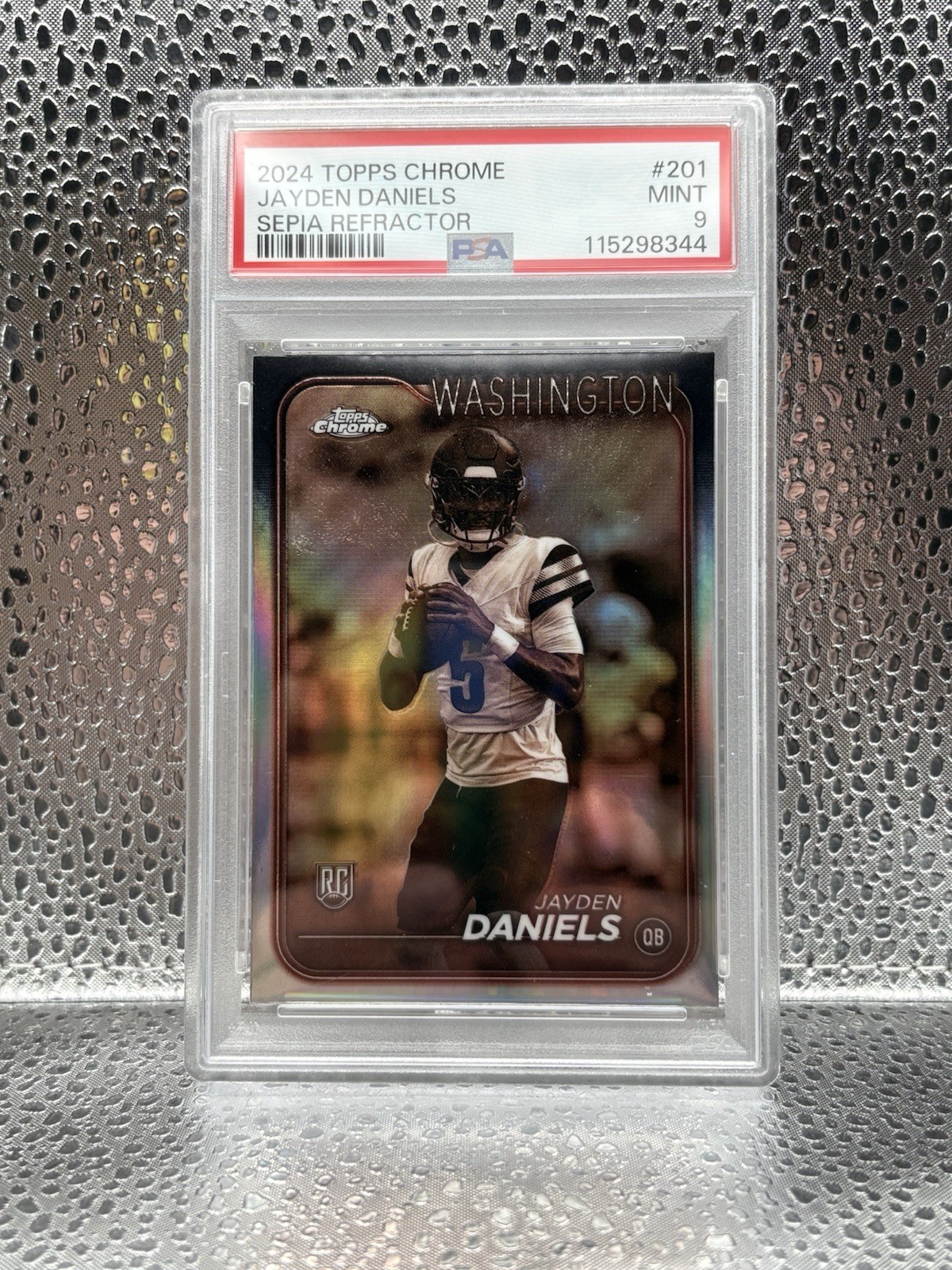 2024 Topps Chrome - Rookies Jayden Daniels #201 Sepia Refractor (RC) Psa 9