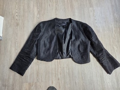 Bolero Cropped Blazer Yessica schwarz glänzend 34 3/4 Ärmel