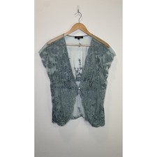Karen Kane Mesh Lace Floral Fairy Cover Up Y2K Top Stitched Whimsygoth Green XL
