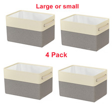 Small/Large Storage Basket Rectangular Fabric Collapsible Organizer Bin Box 4PCS