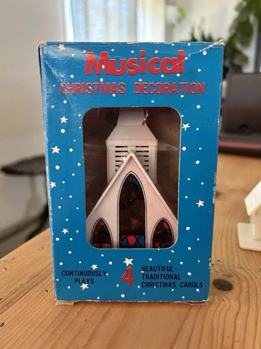 VTG Church Light Musical Steeple Christmas Ornament 5.5” Works W/Box🎶