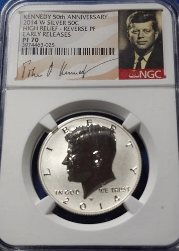2014 W 50C REVERSE PROOF SILVER KENNEDY HALF DOLLAR NGC PF70 50TH ANNIVERSARY