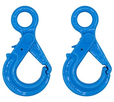 2 Pk 3/8'' G100 Eye Self-Locking Hook 8800 lbs WLL Fits Chains Wire Ropes Slings