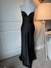 Zara NWT Black Satin Slip Maxi Dress Spaghetti Strap Size M Formal