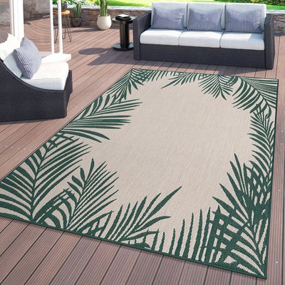 Rugshop Indoor Outdoor Rugs Tropical Floral Palm Leaves Textured Flat Weave Rugs
