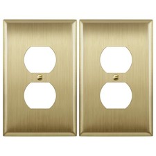 LIDER Duplex Receptacle Metal Wall Plate Stainless Steel Outlet Cover 2-Pack UL