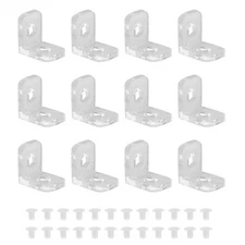 12 PCS 15x15x10mm Clear Acrylic L-Shaped Corner Brackets Right Angle Joint