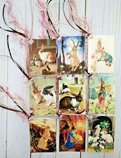 9 Vintage Style Easter Handmade Gift Tags Scrapbooks Crafts Junk Journals