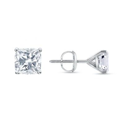 1,5 ct Cushion Lab Created Diamant Ohrringe massiv 14 K Weißgold Martini Schraube