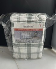 Flannel From Portugal 3 Piece Twin Size Flannel Sheet Set Color Green Plaid